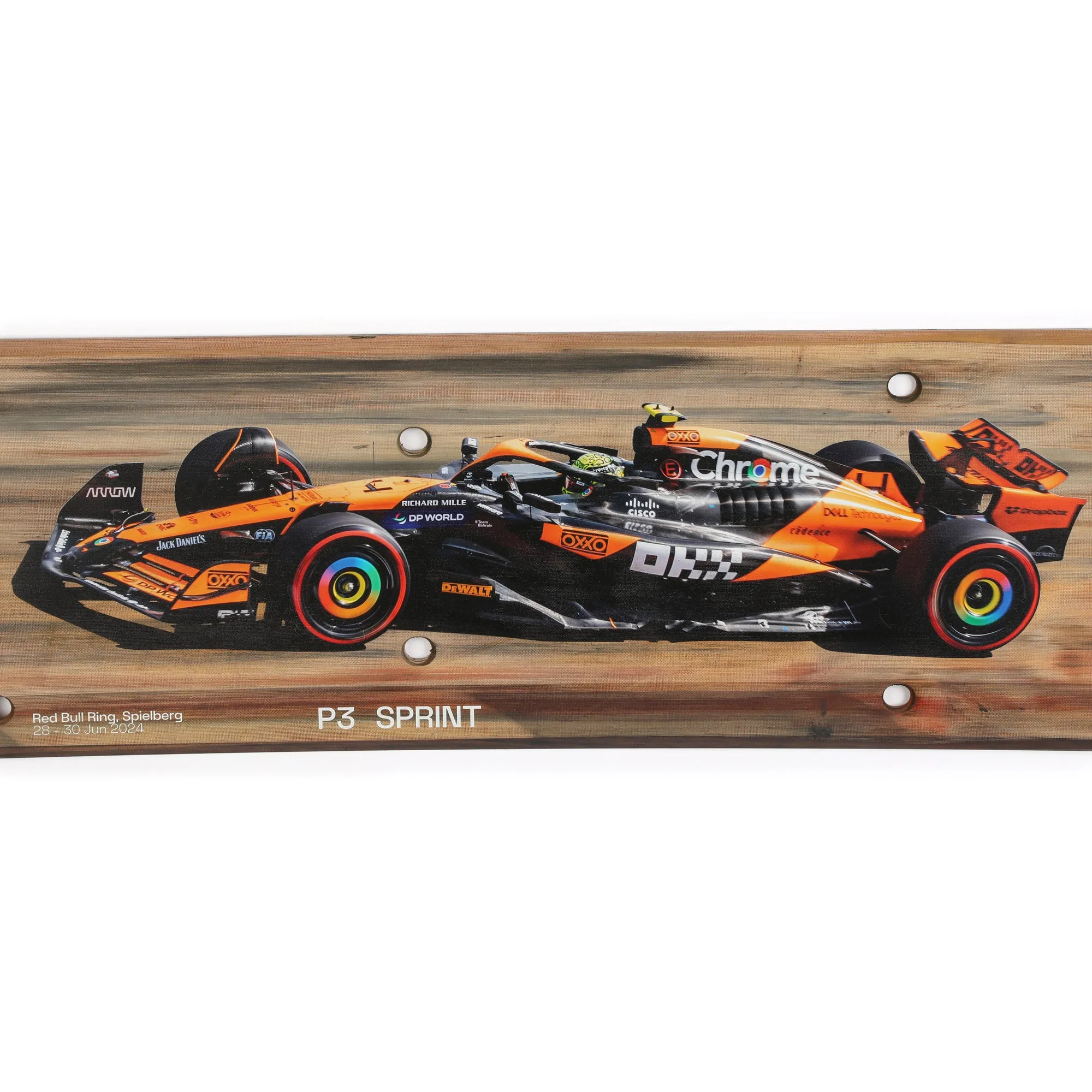 Lando Norris 2024 McLaren F1 Team Race Used Skid Plank Wall Art - Austrian Sprint Race