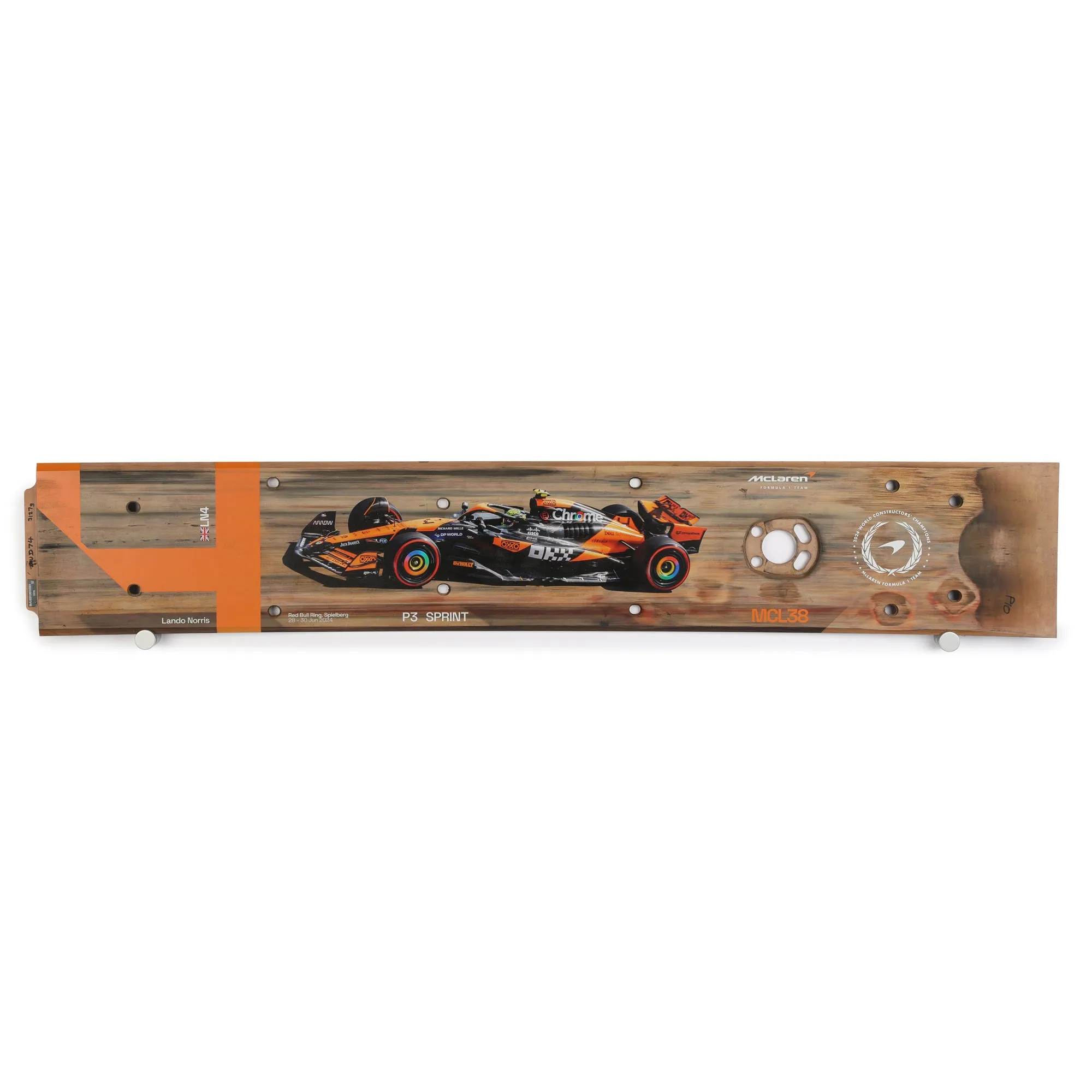 Lando Norris 2024 McLaren F1 Team Race Used Skid Plank Wall Art - Austrian Sprint Race