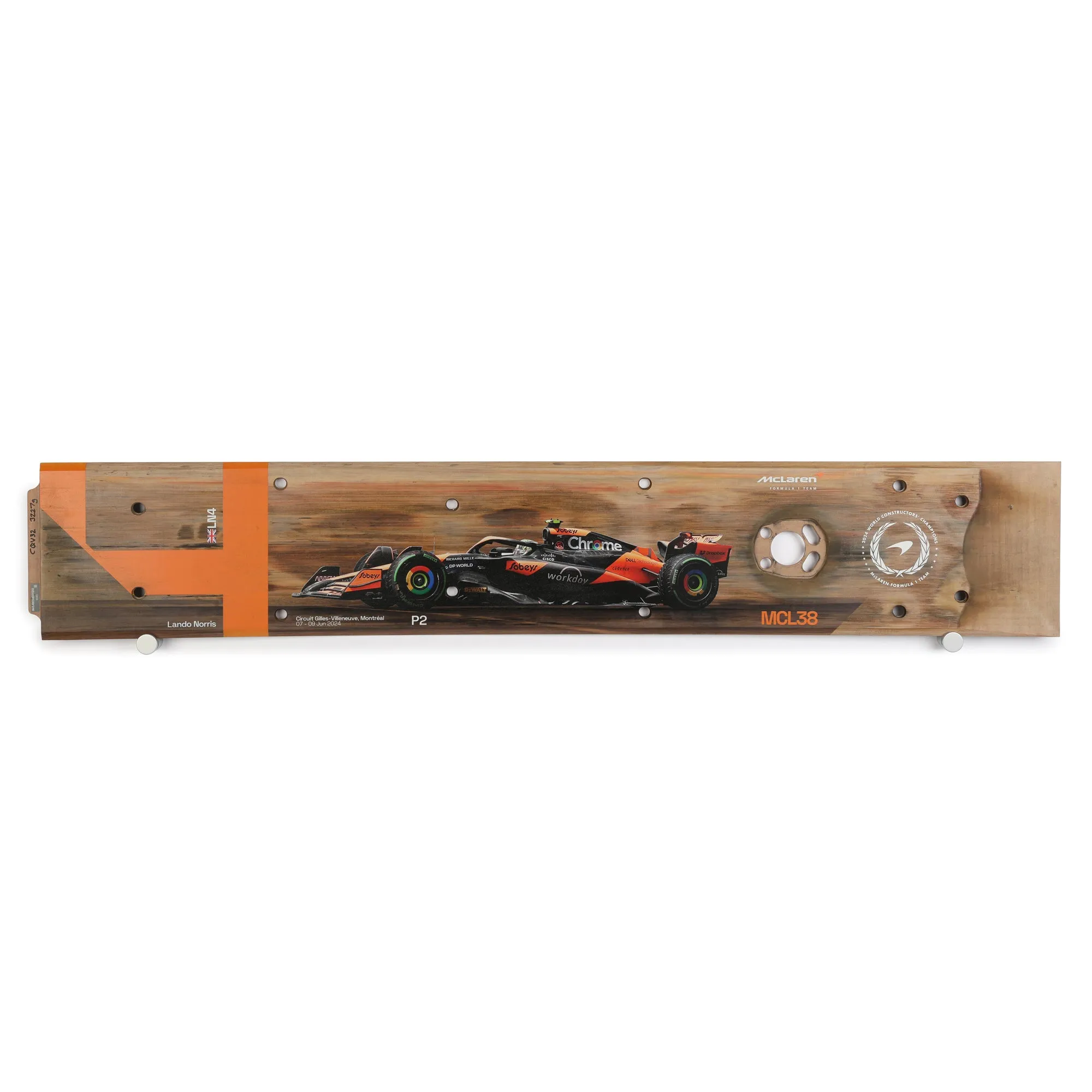 Lando Norris 2024 McLaren F1 Team Race Used Skid Plank Wall Art - Canadian GP