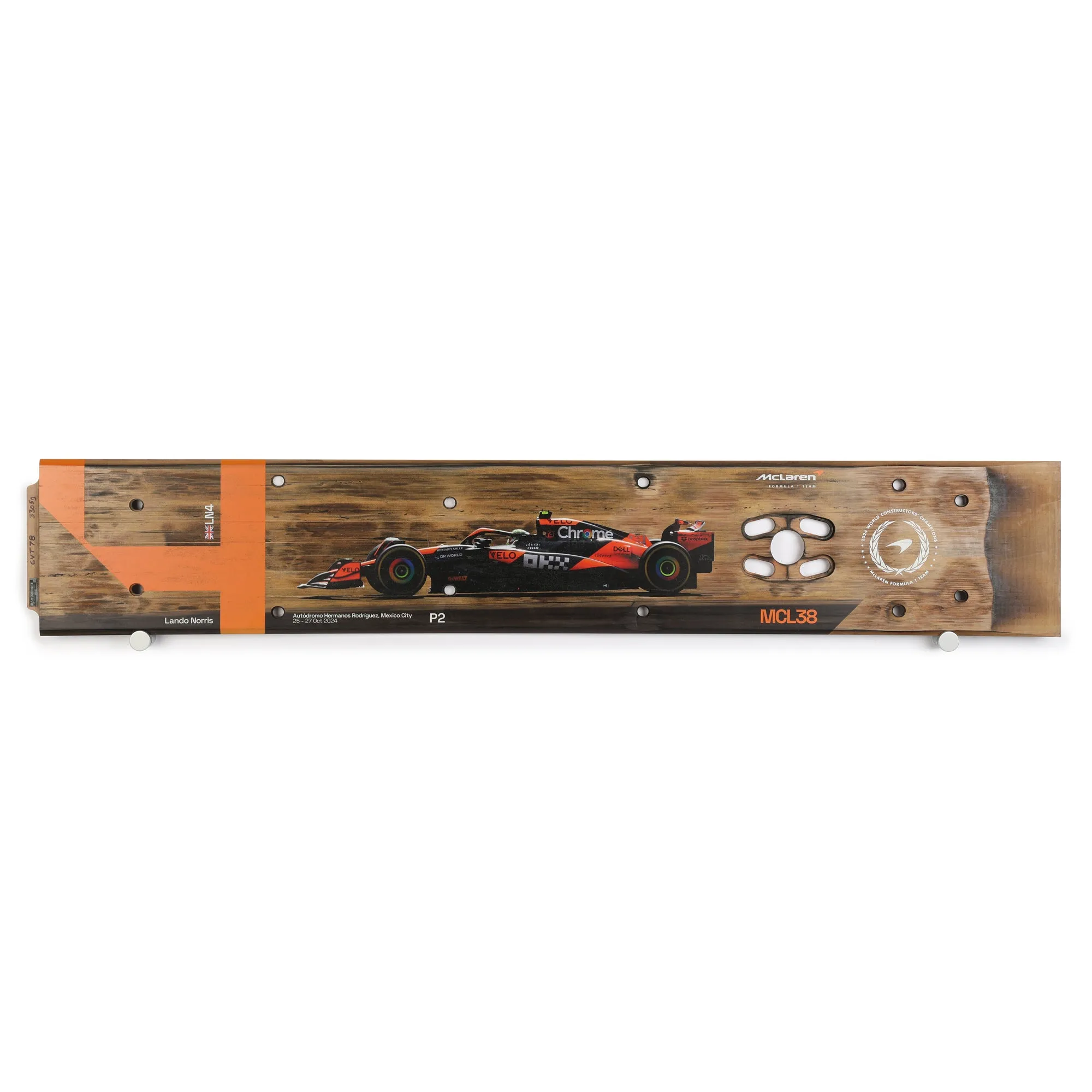 Lando Norris 2024 McLaren F1 Team Race Used Skid Plank Wall Art - Mexico City GP