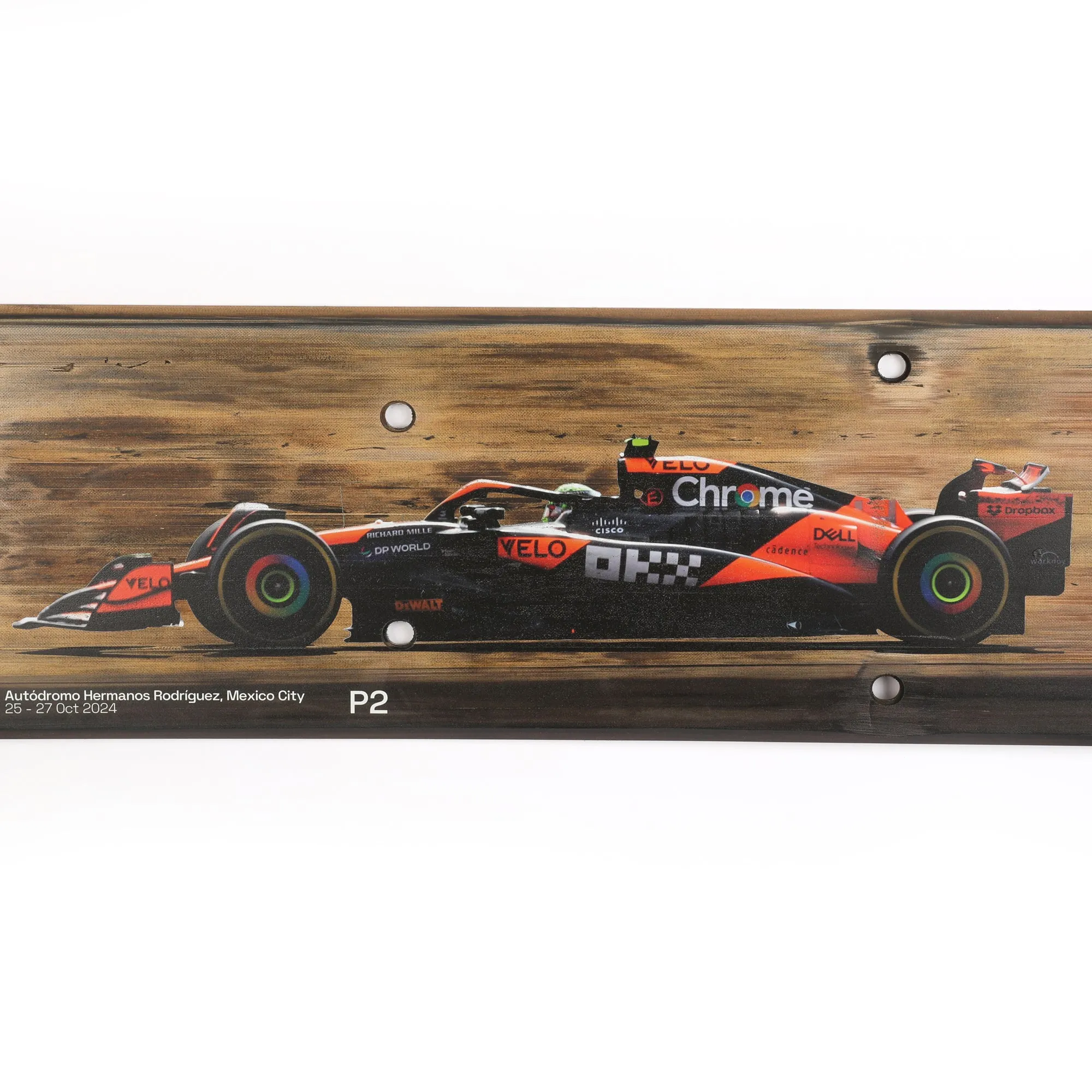 Lando Norris 2024 McLaren F1 Team Race Used Skid Plank Wall Art - Mexico City GP