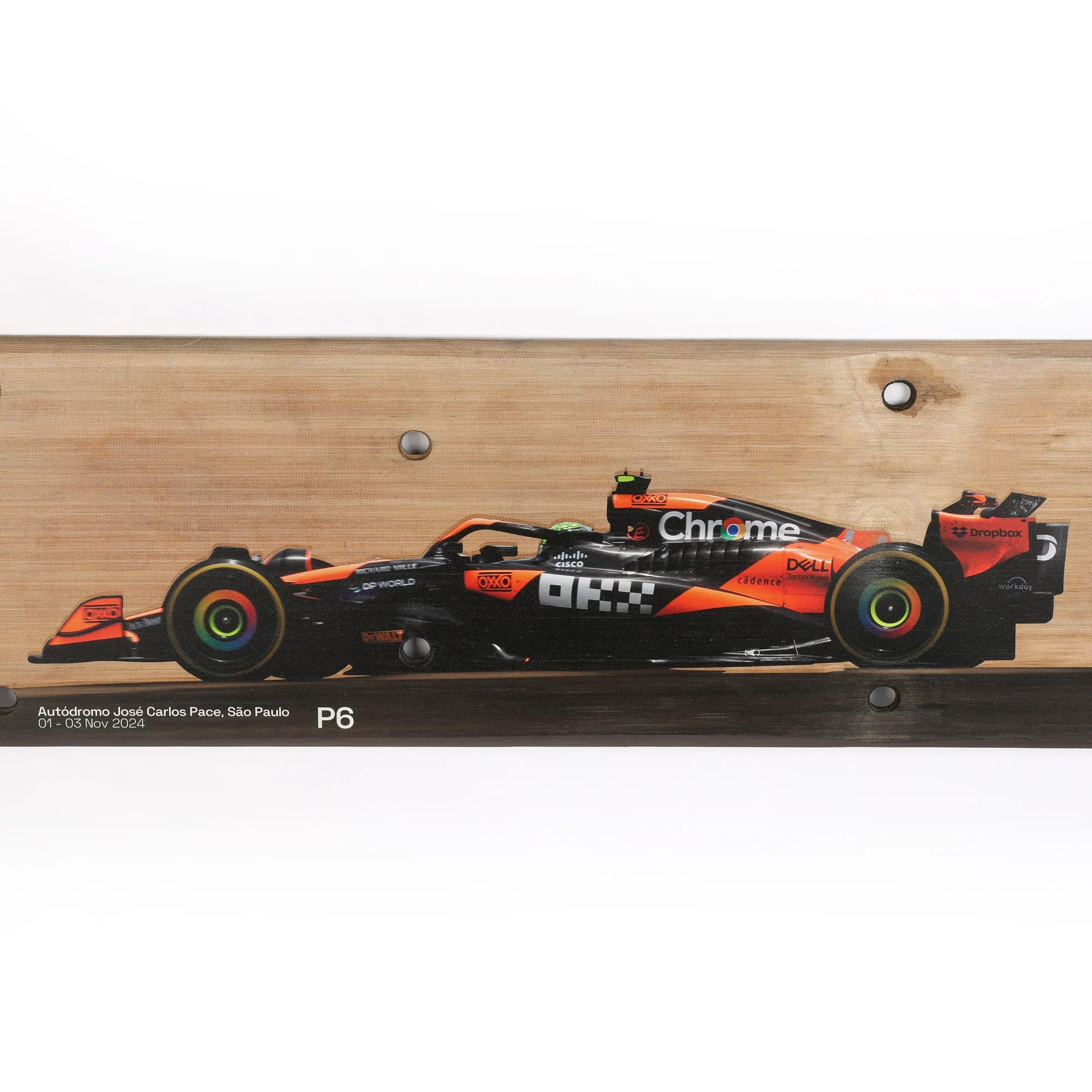 Lando Norris 2024 McLaren F1 Team Race Used Skid Plank Wall Art - Sau Paulo GP