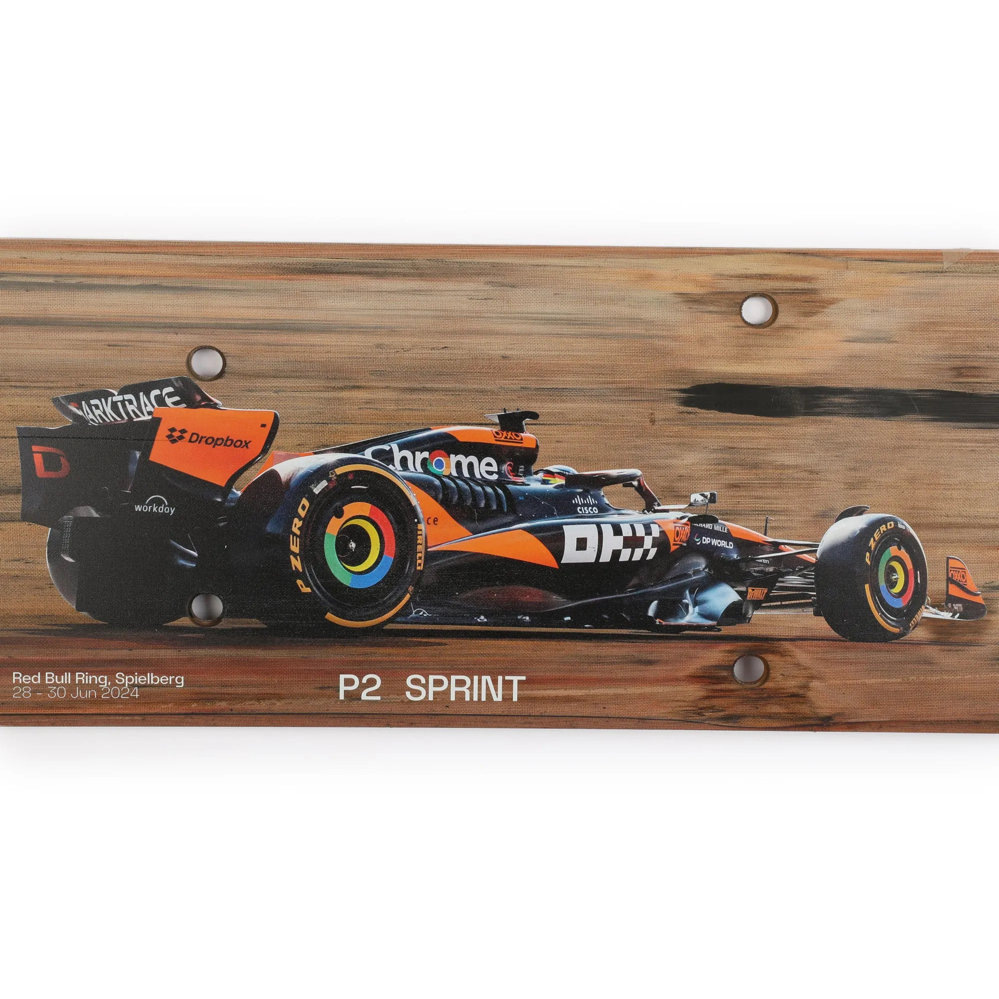 Oscar Piastri 2024 McLaren F1 Team Race Used Skid Plank Wall Art - Austrian Sprint Race