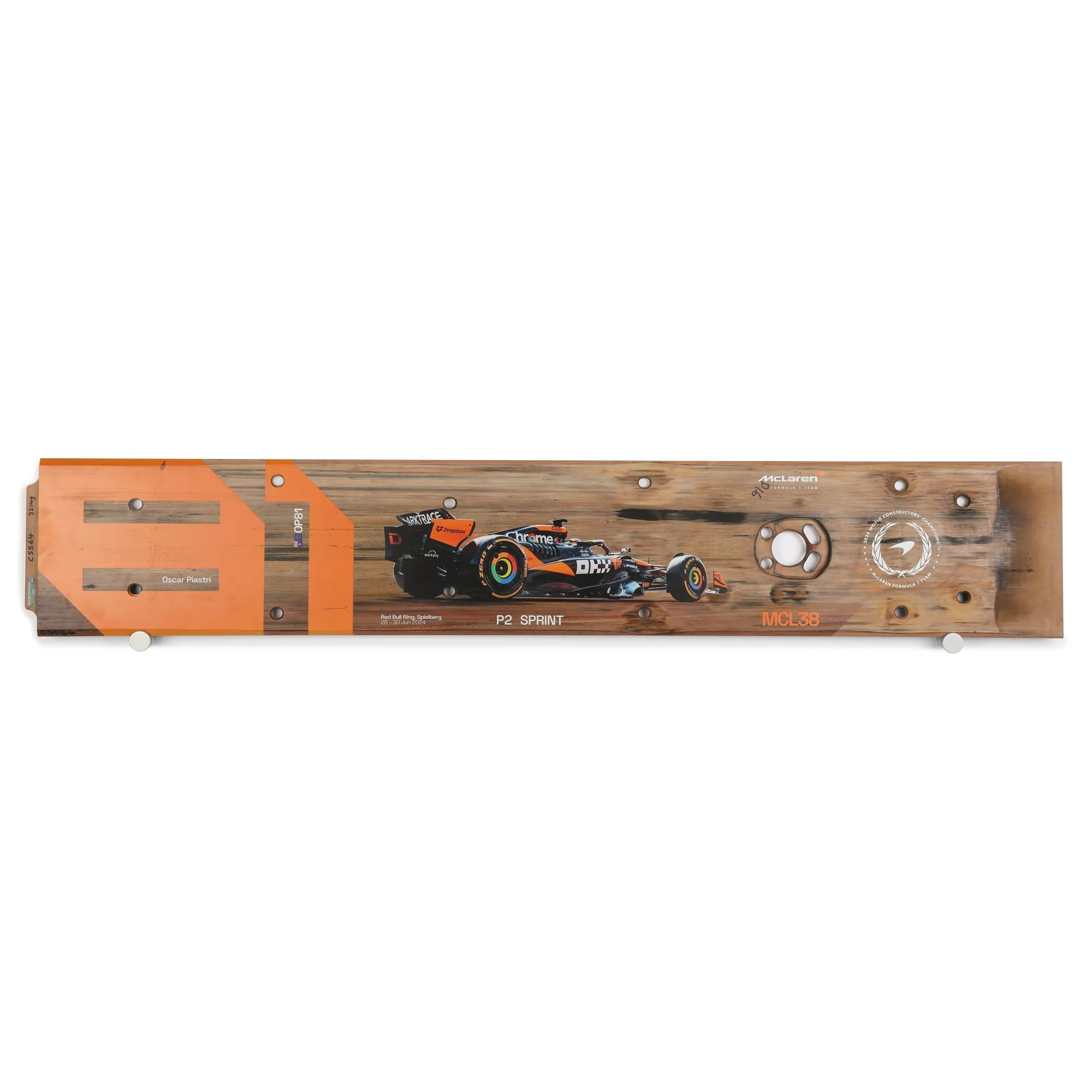 Oscar Piastri 2024 McLaren F1 Team Race Used Skid Plank Wall Art - Austrian Sprint Race