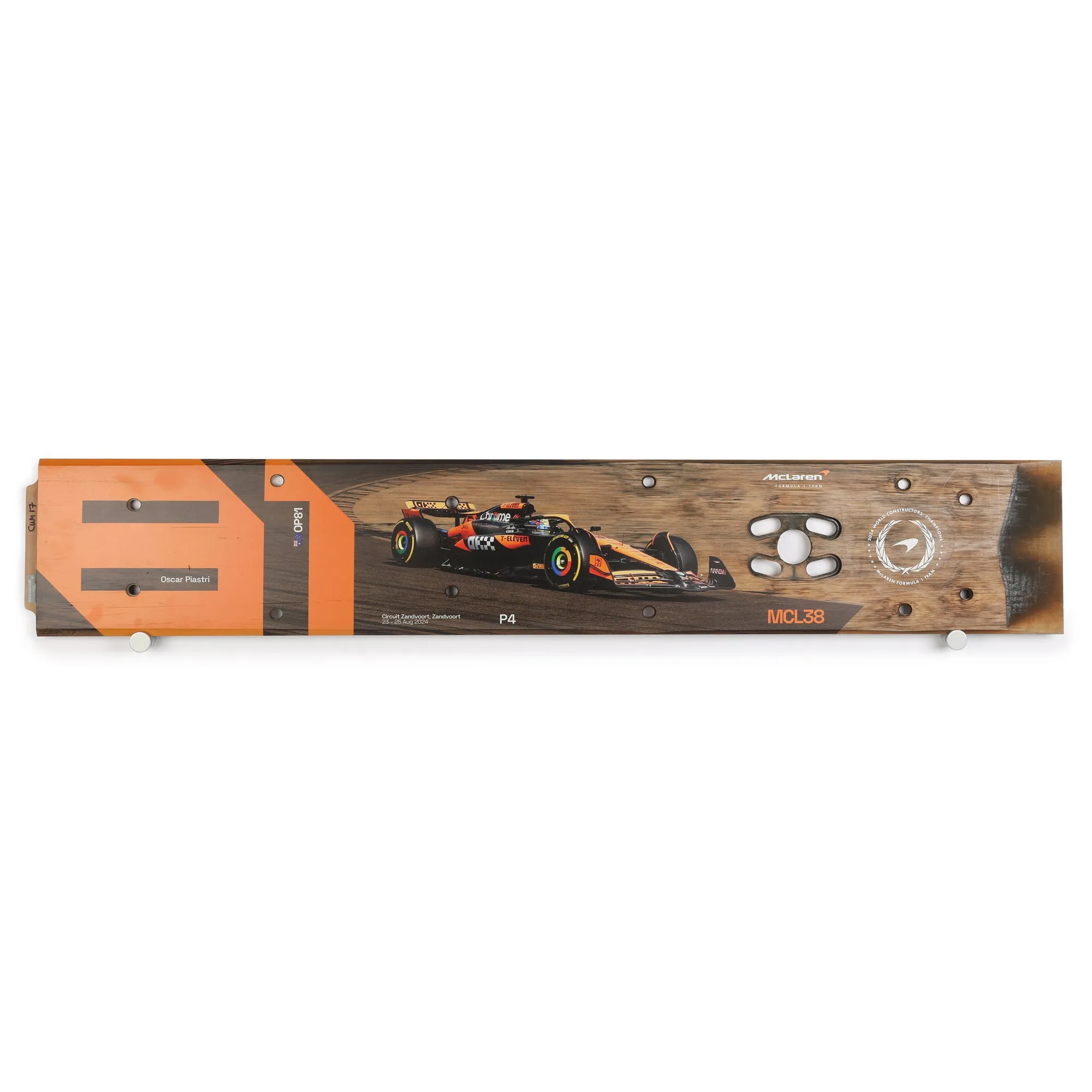 Oscar Piastri 2024 McLaren F1 Team Race Used Skid Plank Wall Art - Dutch GP