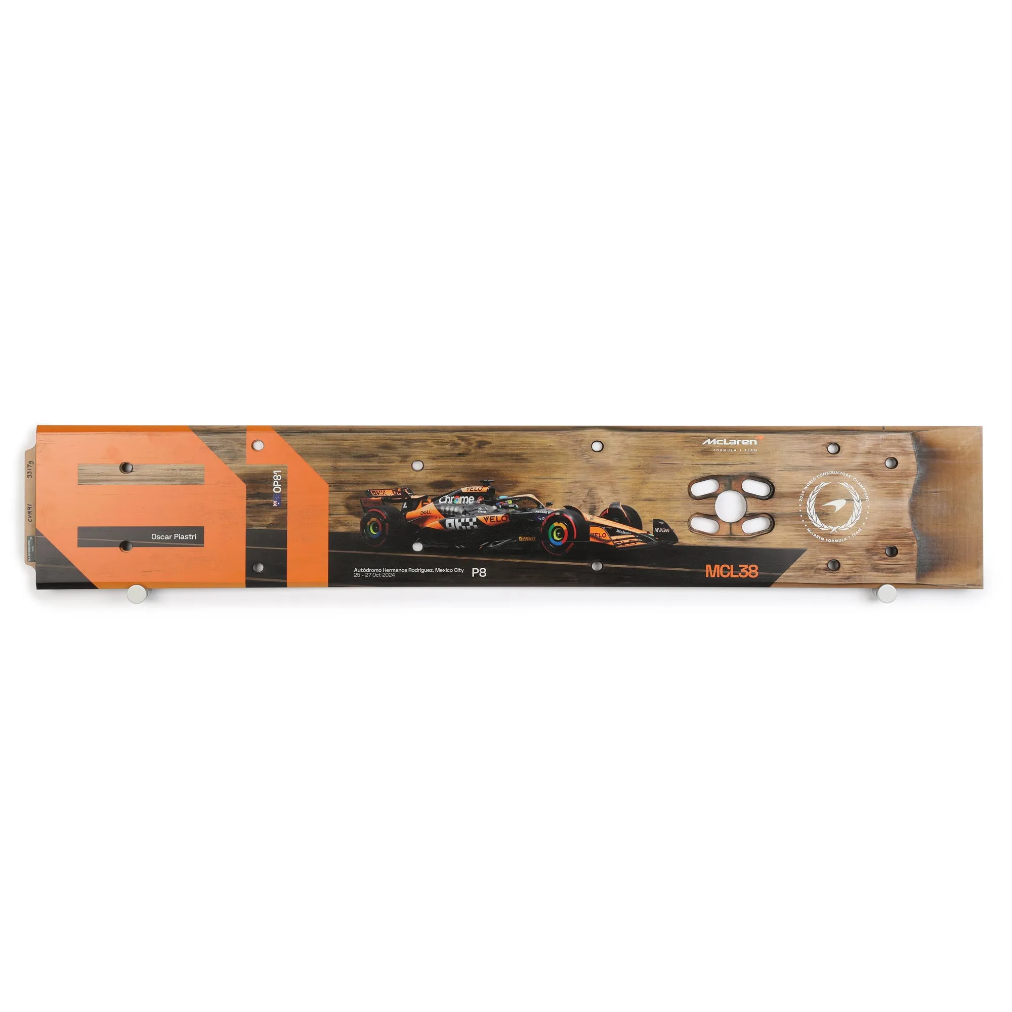 Oscar Piastri 2024 McLaren F1 Team Race Used Skid Plank Wall Art - Mexico City GP