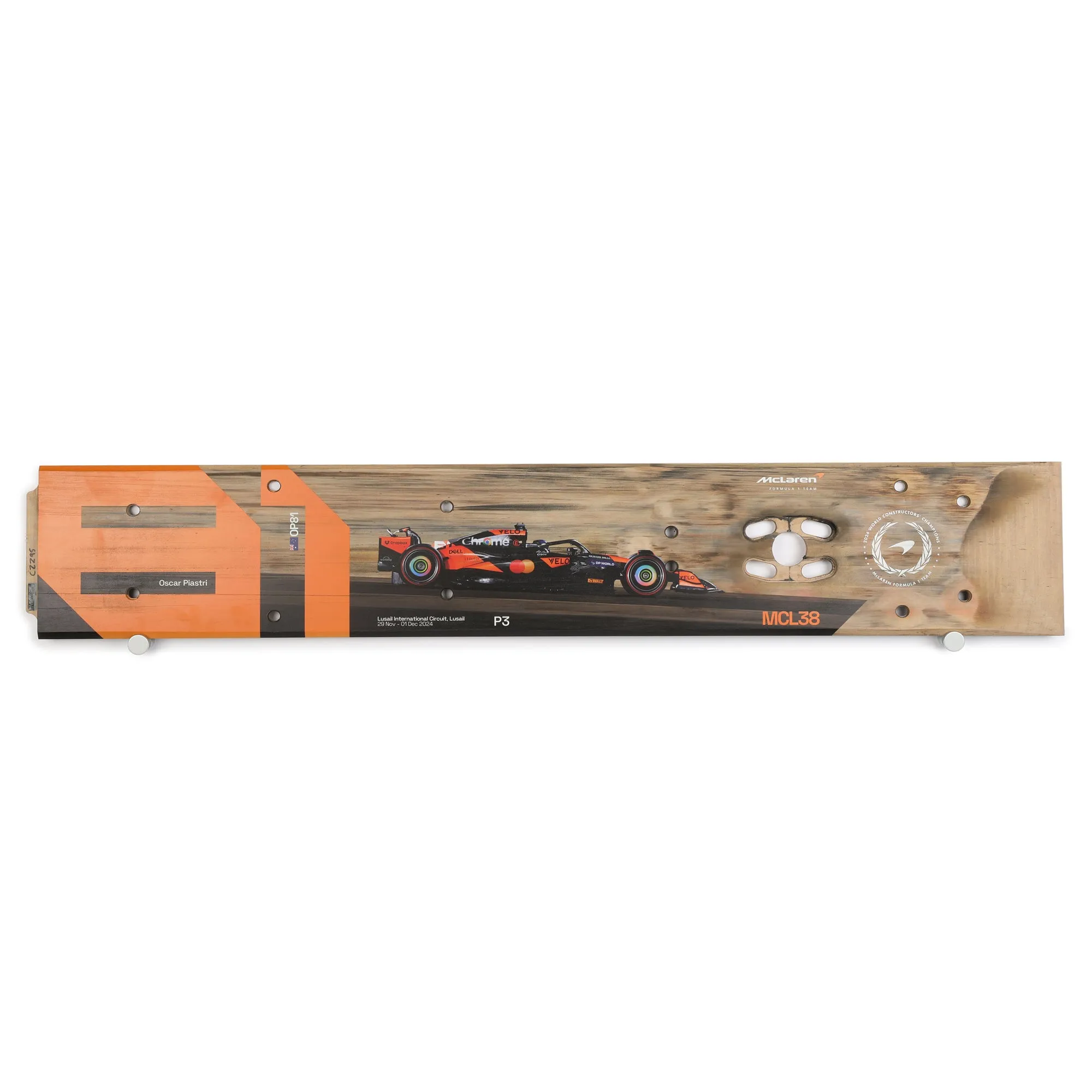 Oscar Piastri 2024 McLaren F1 Team Race Used Skid Plank Wall Art - Qatar GP