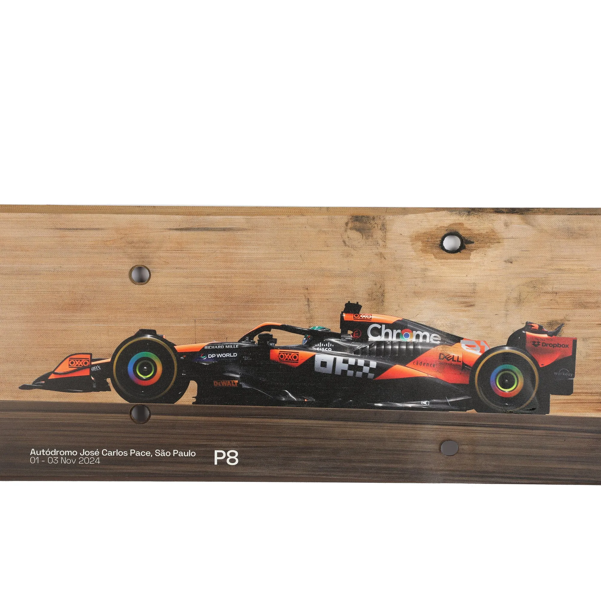Oscar Piastri 2024 McLaren F1 Team Race Used Skid Plank Wall Art - Sao Paulo GP