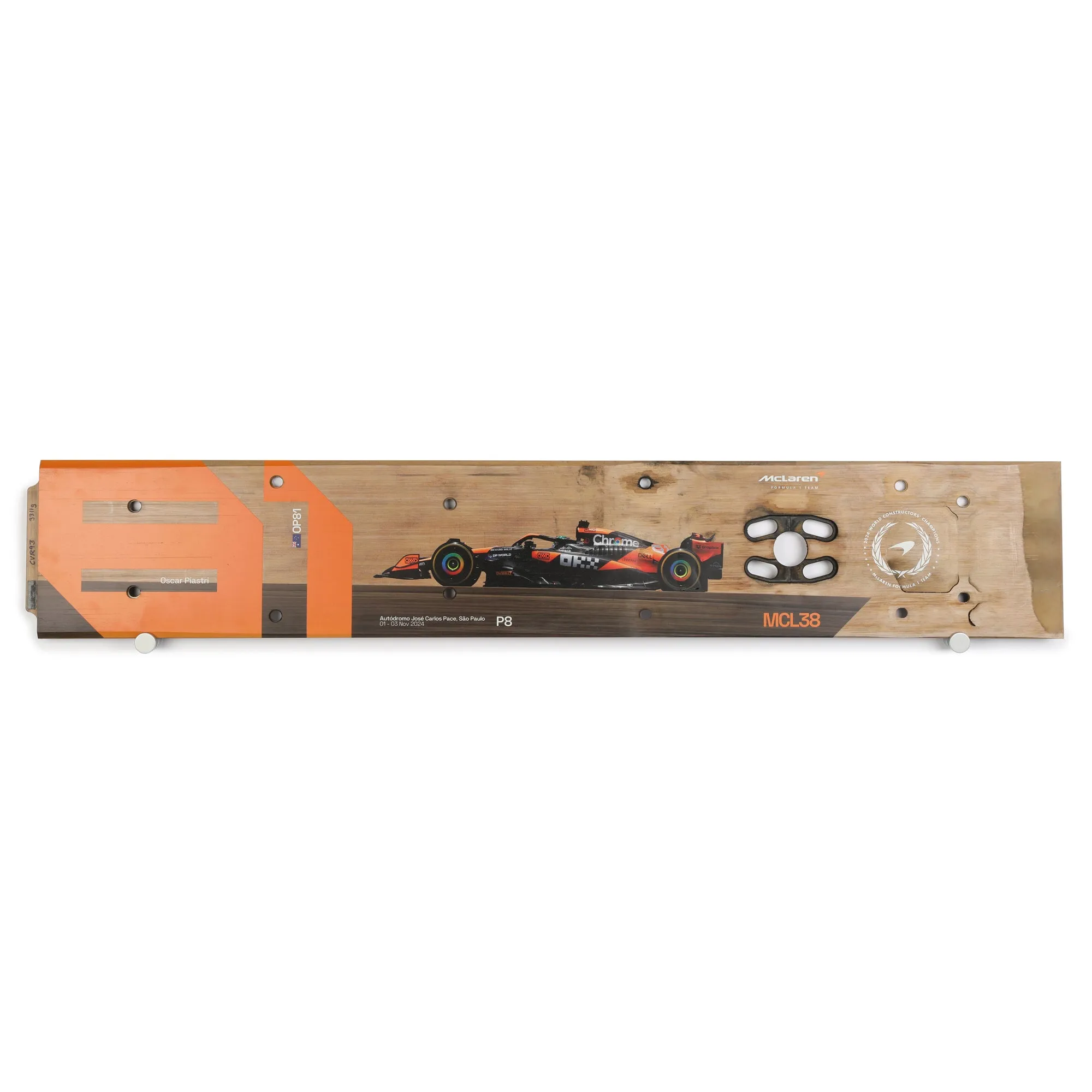 Oscar Piastri 2024 McLaren F1 Team Race Used Skid Plank Wall Art - Sao Paulo GP