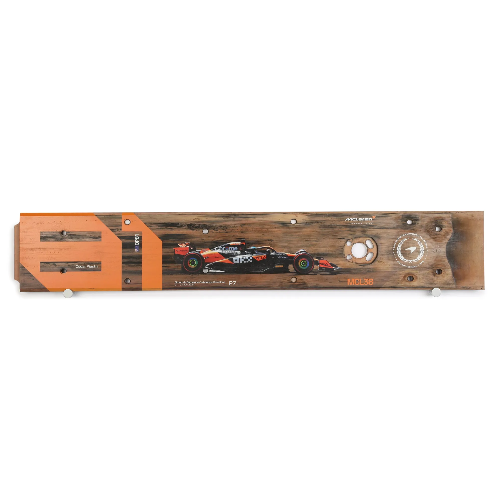 Oscar Piastri 2024 McLaren F1 Team Race Used Skid Plank Wall Art - Spanish GP